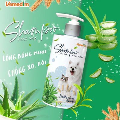 Vemedim Shampo thảo mộc sữa tắm chó mèo dưỡng chất thiên nhiên giúp lông bóng mượt, chống xơ rối, chai 300ml