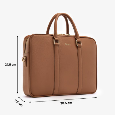 Túi Đựng Laptop Cặp Da Công Sở GENCE GCE28 Chất Liệu Da Bò Cao Cấp Màu Nâu