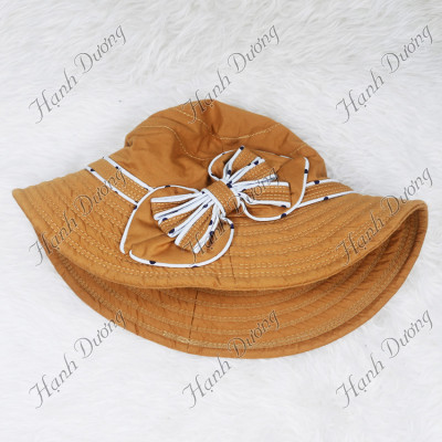 Mũ vành rộng nữ gắn nơ 2 cánh viền dễ thương độc đáo, vành rộng 7cm , chất liệu vải cao cấp - Hạnh Dương