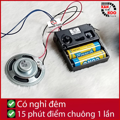 Bộ máy phát nhạc chuông điểm giờ cho đồng hồ treo tường có 2 chế độ phát: 15p điểm 1 lần và 60p 1 lần- 3 kiểu nhạc- có chế độ nghỉ đêm LOẠI 1 BẢO HÀNH chính hãƞg 24 THÁNG