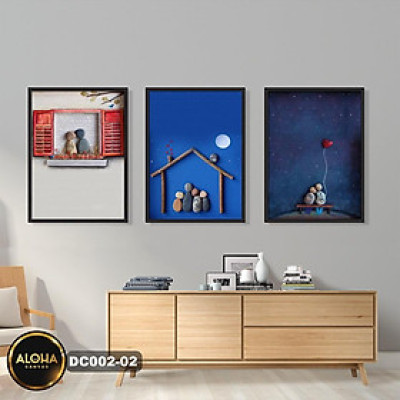 Combo Bộ 3 Tranh Treo Tường Phòng Ngủ Canvas Khung Gỗ Tranh Phòng Ăn Phòng Khách