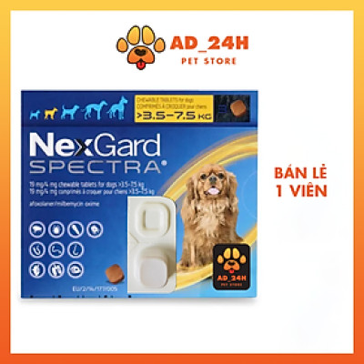 1Viên NEXGARD SPECTRA_bảo vệ cún khỏi ve rận bọ chét, giun Chó