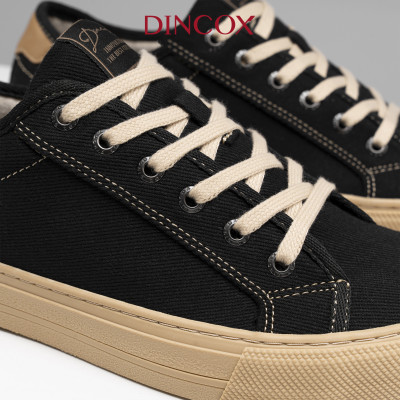 Giày Sneaker Nam Nữ Vải Canvas DINCOX E12 Black/Beige Đơn Giản Thanh Lịch