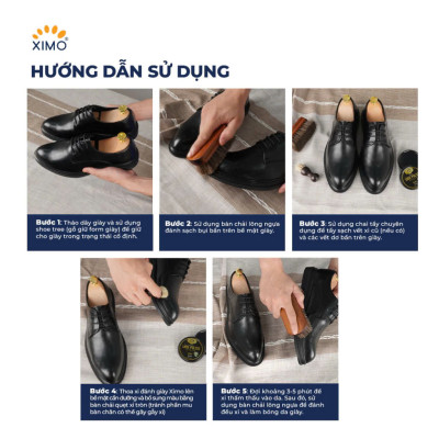 Xi Đánh Giày Sáp Shoe Polish XIMO 50ml XI08 giúp giày túi xách, ví, thắt lưng, đồ giả da sáng bóng tự nhiên, bảo dưỡng bền đẹp lâu hơn, tăng khả năng chống thấm nước hiệu quả
