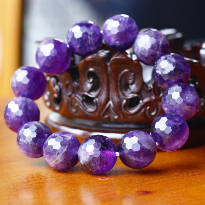 Vòng thạch anh tím hạt đa giác size 16mm mệnh hỏa. thổ - Ngọc Quý Gemstones