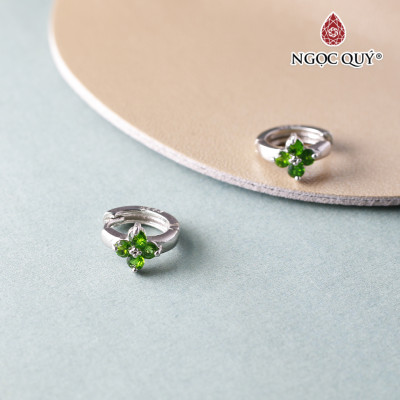Bông tai bạc đính đá diopside mệnh hỏa mộc - Ngọc Quý Gemstones