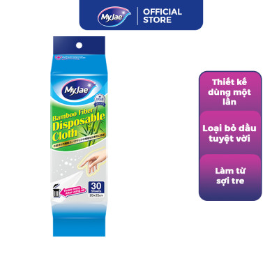 Khăn Lau Sợi Tre MyJae Một Lần Dùng Lau Bề Mặt, Đánh Bay Dầu Mỡ 20cm x 25cm (30 Cái/Bịch)