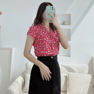 Áo sơ mi nữ ngắn tay cổ sam đủ các họa tiết đẹp Michaelmas Daisy Blouse  Burny A3001265