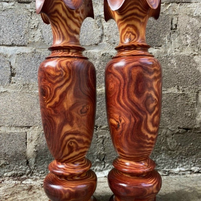 Cặp lộc bình bằng gỗ trắc kt cao 60×20cm