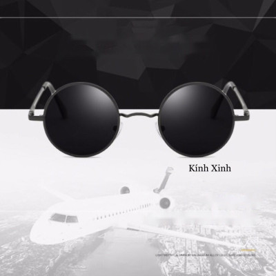 Kính râm, Kính mát Mắt Tròn Thầy Bói Unisex cho Nam và Nữ - Form Nhỏ (ĐEN)