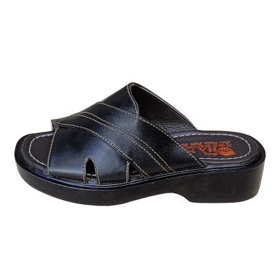 Dép Nam Quai Ngang Da Bò Thật HÀ NAM Đế Cao Dành Cho Người Thấp DN2040