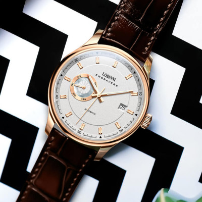Đồng hồ nam chính hãng Lobinni No.17017-1 Bảo hành 24T, Kính Sapphire chống xước, chống nước 50m, dây da cao cấp