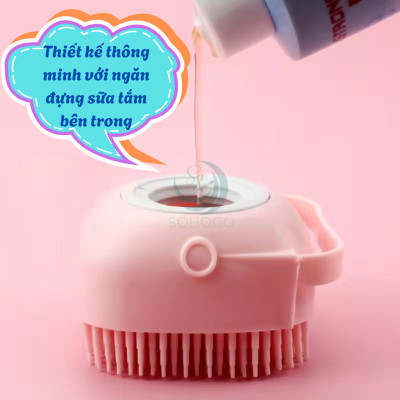 Bàn Chải Tắm Silicon 2 Trong 1 Tạo Bọt & Massage Toàn Thân-Bàn Chải Tắm Silicon Có Ngăn Chứa Sữa Tắm Thông Minh-Dụng Cụ Chà Lưng, Làm Sạch Cơ Thể Silicon Mềm Mại-Bàn Chải Tắm Cho Bé Và Người Lớn – Silicon Mềm, An Toàn