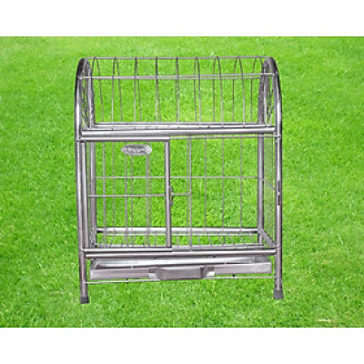 Chuồng chó mèo inox mái vòm và mái băng- tặng kèm khay hứng bằng inox