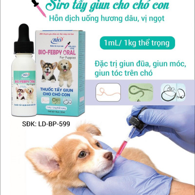 Bio Febpy Oral uống xổ giun trên chó con