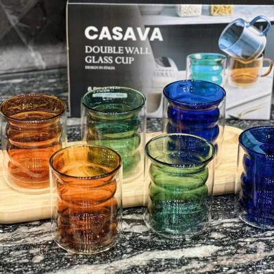 Set 6 cốc màu  2 lớp cách nhiệt Casava PODIUM 250ml Hàng chính hãng