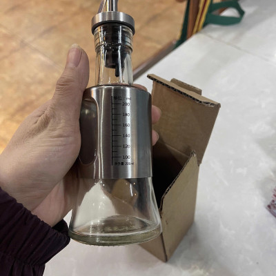 Bình Đựng Dầu Ăn, Nước Mắm  200ML  Thủy Tinh Bọc Inox – Kiểu Dáng Hiện Đại, Bền Đẹp