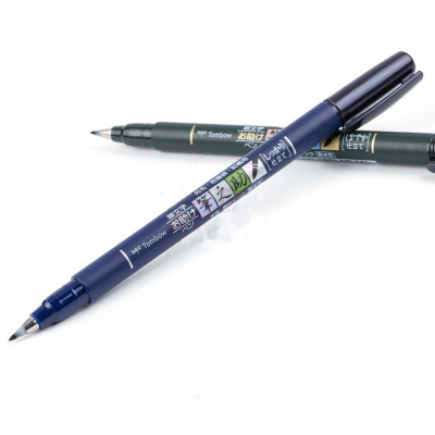 Bộ 2 Bút viết thư pháp TOMBOW FUDENOSUKE chuyên viết Hán tự Brush Lettering ( Đầu brush mềm và đầu brush cứng)