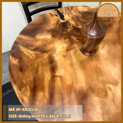 Mặt Bàn Tròn Gỗ Me Tây KOHAFU - Đường kính 70cm - Hàng Sẵn Thực Tế Y Hình 