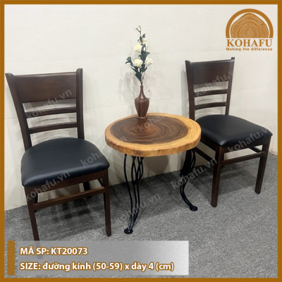 [BIGSALE CHỈ HÔM NAY] Bàn Cafe Gỗ Me Tây Tự Nhiên Đường kính (50-59)cm + Chân Sắt Cong Nghệ Thuật Độc Đáo - KOHAFU