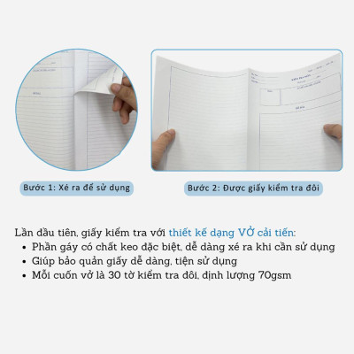 Giấy Kiểm Tra Kẻ Ngang Dạng Vở - Campus TPN-B5L30 (30 Tờ Đôi)