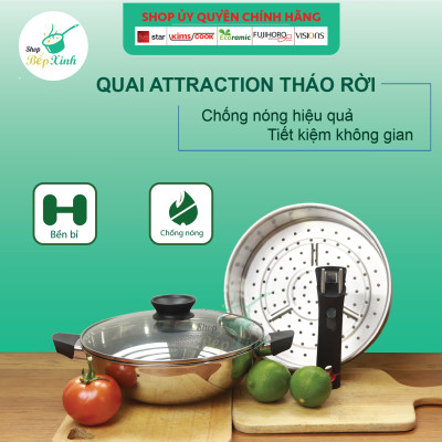 Bộ nồi xửng hấp T&K Kimscook hàn Quốc Blackcube 24CM,  3 lớp đúc liền inox 304 , siêu bền cào không xước