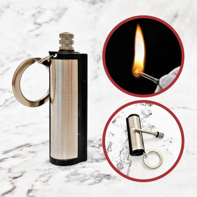 Bật Lửa Diêm Xăng Tròn Sinh Tồn Xài Xăng, Hộp Quẹt Diêm Xăng Vĩnh Cửu Tròn Có Móc Treo Chìa Khóa Đính Kèm Rất Tiện Lợi 