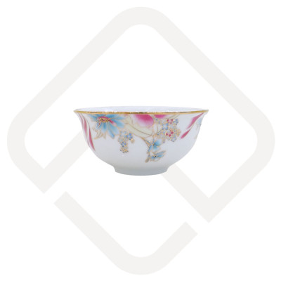 Bát mắm sứ Long Phương miệng loe họa tiết bông lâu hồng mạ viền vàng cao cấp