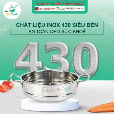 Bộ nồi xửng hấp bếp từ Fivestar 3 đáy nắp kiếng ( 24 cm ) ,TẶNG 1 VÁ CANH
