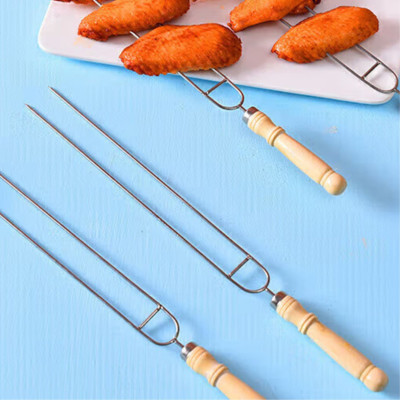 Nĩa nướng thịt, rau củ quả, nĩa nướng thép Suncojia nhỏ gọn, tiện lợi có tay cầm gỗ cách nhiệt