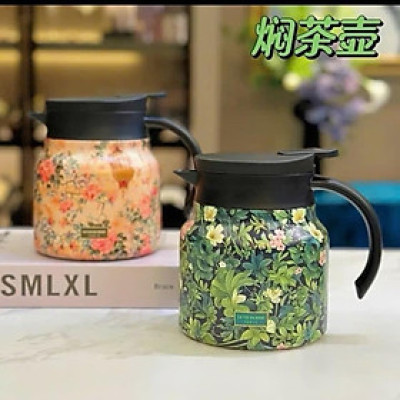 Bình trà giữ nhiệt hoa văn nghệ thuật pha trà,cà phê, chất liệu inox