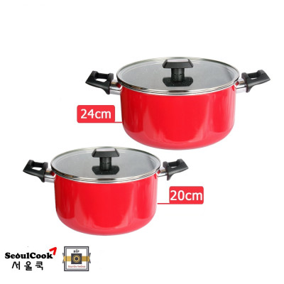 [Tặng cặp nhấc nồi silicon cao cấp] Bộ nồi chảo chống dính vân đá cao cấp Hàn Quốc Kims Cook dày dặn, nắp kính cường lực size 20+24 cm và chảo sâu lòng size 28cm