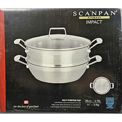 Chảo inox kèm xửng hấp Scanpan Impact 28cm 71122810 Hàng chính hãng