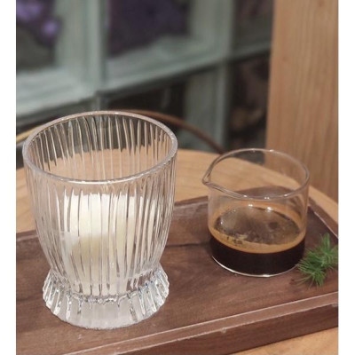 Bộ 6 cốc thủy tinh sọc dưa trắng đế loe TH