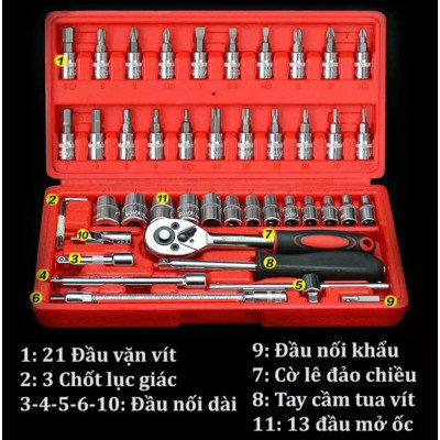 HỘP DỤNG CỤ VẶN BU LÔNG ỐC VÍT 46 MÓN – NHỎ GỌN, ĐA NĂNG, DỄ MANG THEO, ĐÈN ỐP TRẦN