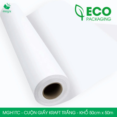 MGH1TC - 50cm x 50m - Cuộn giấy Kraft Trắng gói hàng, giấy gói quà, giấy lót | Magix Packaging