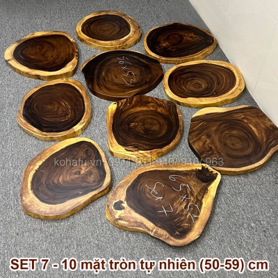 Bàn Trà Kiểu Thấp Gỗ Me Tây Nguyên Tấm KOHAFU - Đường Kính (50-60)cm