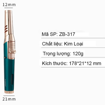 Vỏ Hột Quẹt Bật Lửa Gas Jobon ZB-317 Khò 1 Tia Vòi Xoay 50 Độ - Nhiều Màu