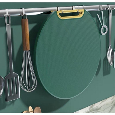 Thớt Tròn Xanh Lá, Thớt Nhựa PE Đa Năng Chống Trơn Trượt, Nấm Mốc, Kháng Khuẩn, Tay Nắm Nhựa Xoay Dựng Thẳng Thớt Tiện Lợi