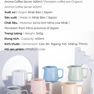 Bình sứ pha cà phê Origami Aroma Coffee Server 400ml