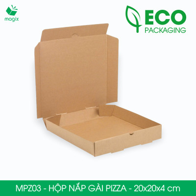 MPZ03 - 20x20x4 cm - 100 Hộp nắp gài pizza đa dụng - Hộp nắp gập, hộp carton gói hàng, hộp quà