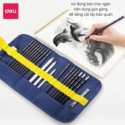 Bộ Dụng Cụ Vẽ Phác Thảo 27 Phụ Kiện Deli - Vẽ Mỹ Thuật - 1 Bộ - 58125