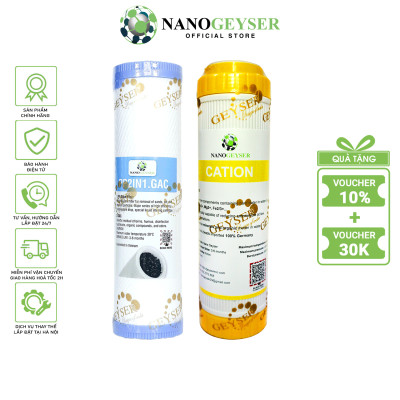 Bộ 2 lõi lọc nước 12 dùng cho các dòng máy NANO và UF, Lõi PP.2IN1.GAC, Cation - Hàng Chính Hãng