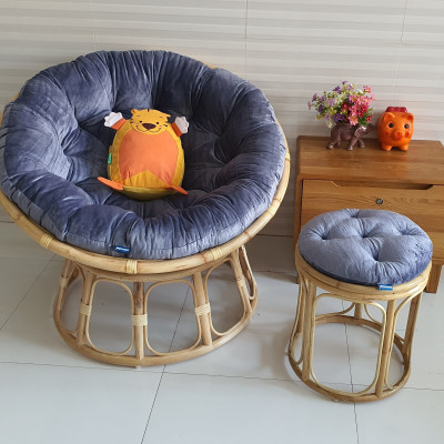 Ghế thư giãn papasan đủ size (vải nhung xám)