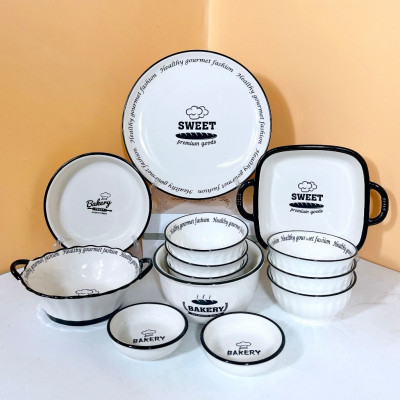 Bộ Bát Đĩa Chén Dĩa Thương Hiệu Gosu Phong Cách Châu Âu Họa Tiết Bánh Mỳ Bakery Trẻ Trung Sang Trọng
