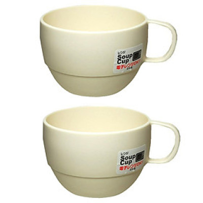 Combo 2 Cốc uống nước dáng thấp cao cấp Inomata màu trắng sữa nội địa Nhật Bản