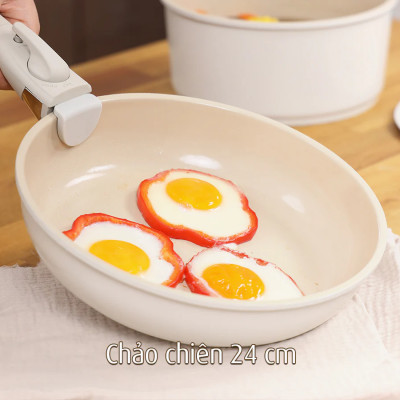 Bộ 3 nồi chảo cán rời Neoflam Hàn Quốc.Bao gồm, nồi 20cm, chảo chiên 24cm, chảo xào đa năng 26cm.