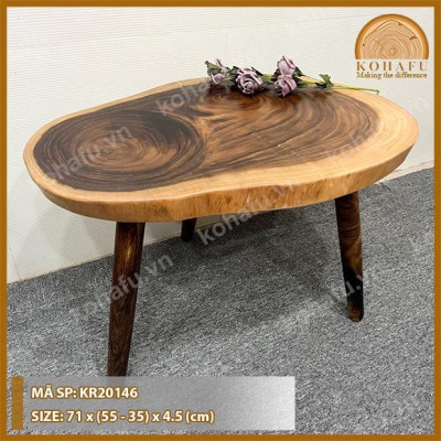 MẶT BÀN CÀ PHÊ OVAL GỖ NGUYÊN TẤM HIỆN ĐẠI