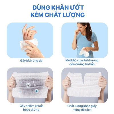 Khăn ướt cao cấp Topgia 80 tờ 15x20cm mềm mại, không mùi không parabens