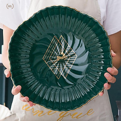 BÁT SỨ CÓ CHÂN CAO CẤP | ĐĨA SỨ | RỔ SỨ ĐỰNG HOA QUẢ TRÁI CÂY CÓ CHÂN PHONG CÁCH BẮC ÂU KẺ VÀNG KIM CAO CẤP